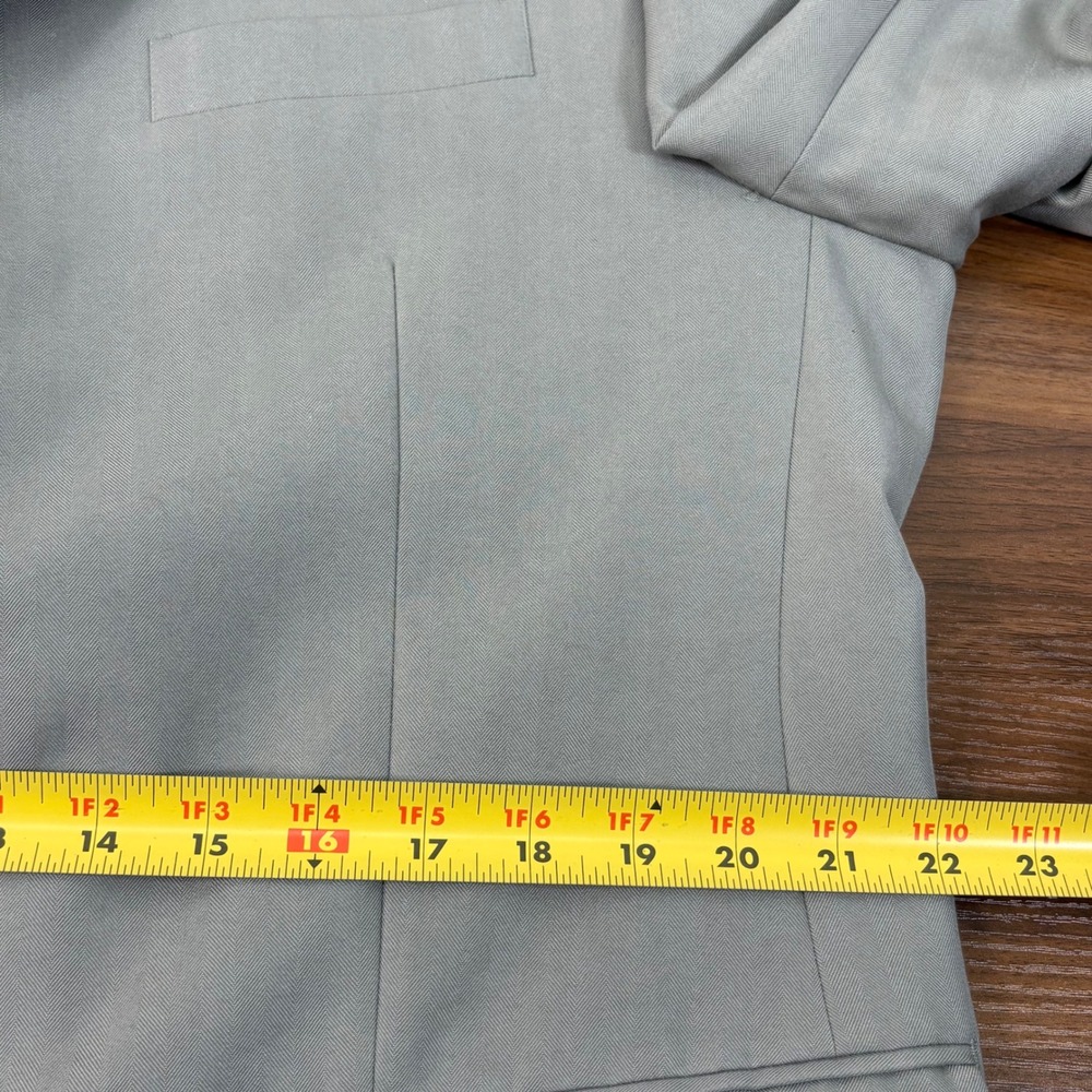 Chaps Mens Light Gray Herringbone 3-Button Suit Set 44R Jacket 36W x 31L Pants - Picture 11 of 16